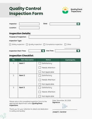 premium  Template: Alabaster Quality Control Inspection Form Template