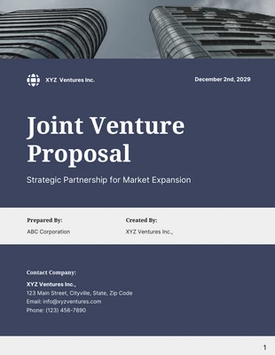 business  Template: Joint Venture Proposal Template