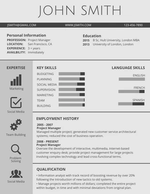 premium  Template: Grey Timeless Resume Template