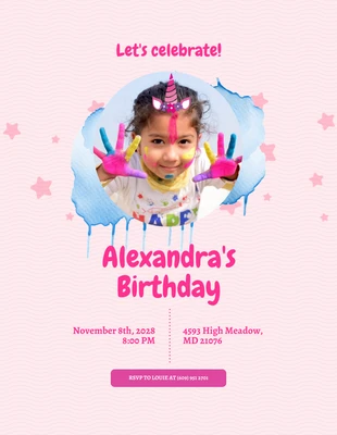 Free  Template: Baby Pink Fun Playful Kids Party Invitation