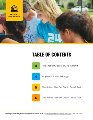 business  Template: Colorful Nonprofit Business Plan Table of Contents Template