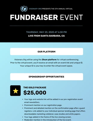 Free  Template: Virtual Fundraiser Event Newsletter Template