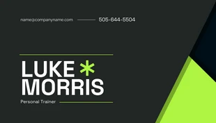 Free  Template: Black and Green Neon Gym Trainer Business Card