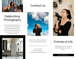 Free  Template: Black And White Photography Tri-fold Brochure Template