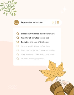 Free  Template: Pastel Peach September Schedule List Template