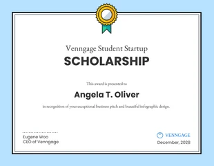 Free  Template: Startup Scholarship Certificate Template