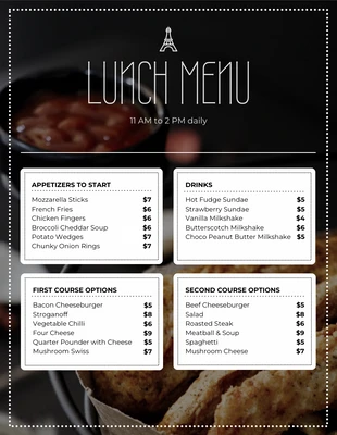 Free  Template: Black Minimalist Photo Lunch French Menu