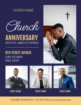 Free  Template: Simple Free Church Anniversary Flyer Template