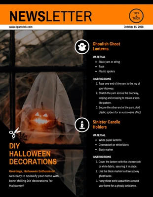 Free  Template: DIY Halloween Decorations Newsletter Template