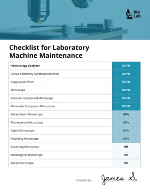 Free  Template: Laboratory Machine maintenance Job Aid Document Template