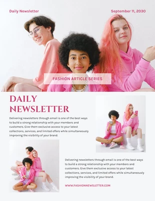 Free  Template: Light Grey Pink Fashion Newsletter Template