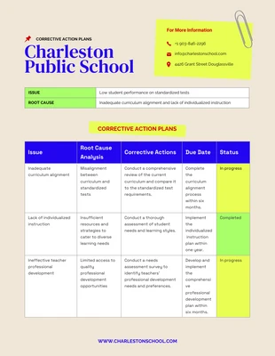 Free  Template: School Corrective Action Plan Template