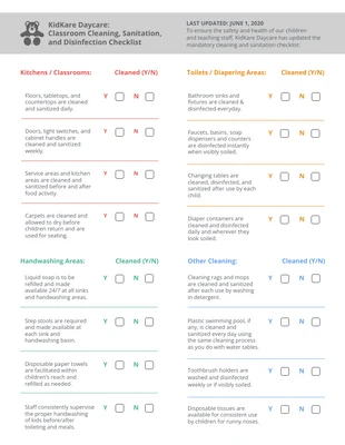 Free interactive Template: Classroom Health and Safety Checklist Template