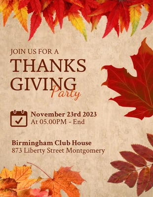 Free  Template: Thanksgiving Party Flyer Template