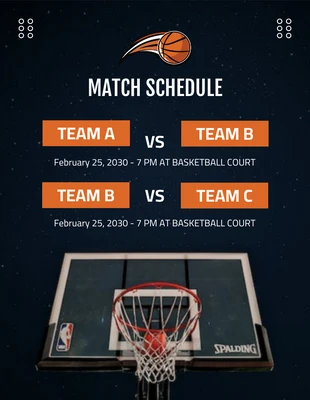 Free  Template: Black Simple Match Schedule Template