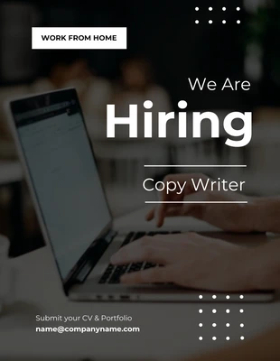 Free  Template: Black Dark We Are Hiring Copywriter