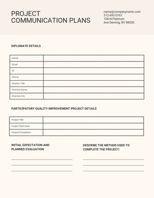 Free  Template: Simple Project Communication Plan Template