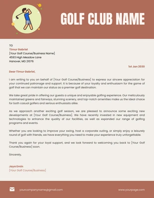 Free  Template: Beige And Brown Minimalist Business Golf Club Letterhead