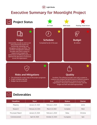 Free  Template: Project Executive Summary Example Template