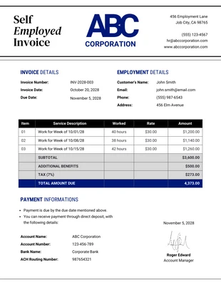 Free  Template: Elegant Self-employed Invoice Template