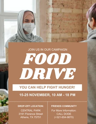 Free  Template: Photo Background Food Drive Campaign Flyer Template