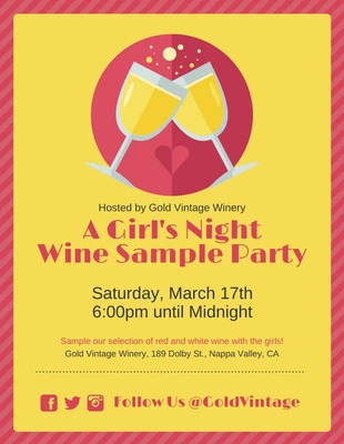 Free  Template: Girls Night Wine Party Event Flyer Template