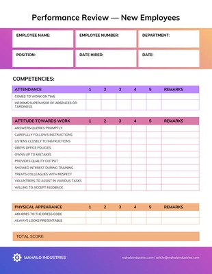 premium  Template: Employee Performance Review Examples Template