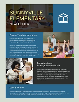 premium  Template: Blue Gray Elementary Newsletter Template