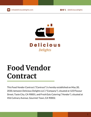 Free  Template: Food Vendor Contract Template