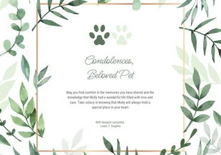 Free  Template: Flora pets sympathy card