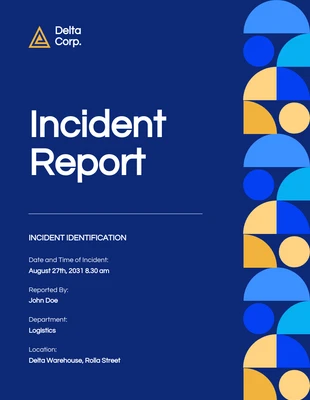 Free  Template: Pattern Incident Report Cover Page Template