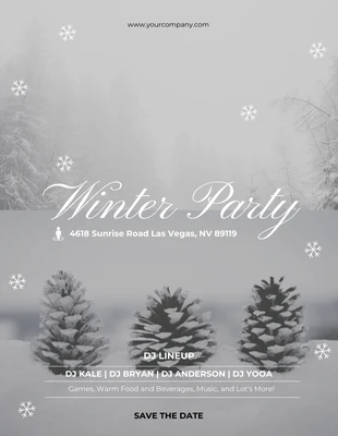 Free  Template: Grey and White Winter Party Poster