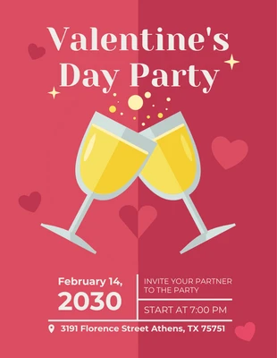 Free  Template: Brick Red Valentine's Day Party Flyer Template