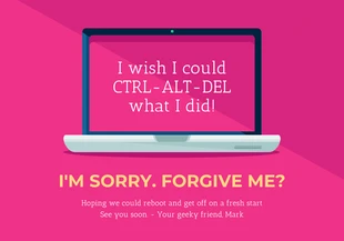 Free  Template: Pink Simple Modern Apology Card