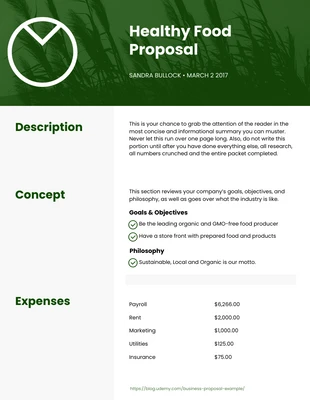 business  Template: Healthy Food Proposal Template