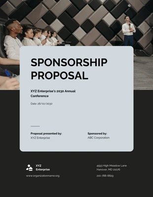 Free  Template: Black & Light Blue Color Sponsorship Proposal Template