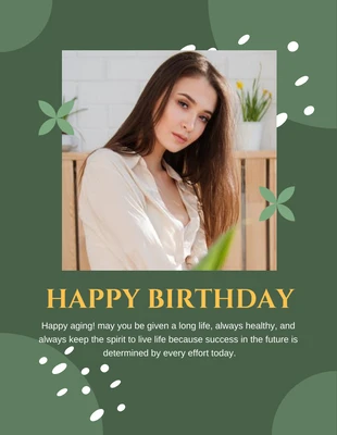 Free  Template: Gray Asparagus Happy Birthday Flyer Template