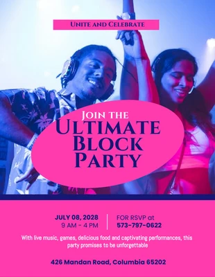 Free  Template: Magenta Minimalist Block Party Invitation