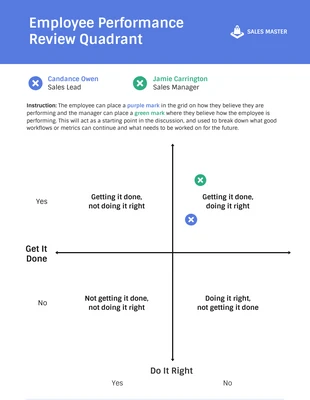 Free  Template: Employee Performance Review Quadrant Infographic Template