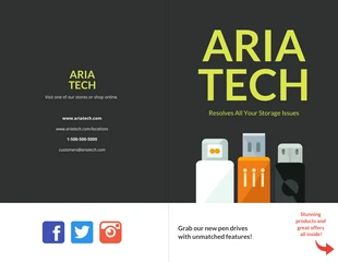 Free  Template: Tech Bi Fold Brochure Template