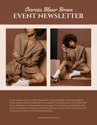 Free  Template: Cream Brown Blazer Fashion Newsletter Template