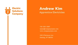 Minimalist Modern Orange Business Card Electrician - Page 2