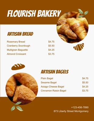 Free  Template: Light Grey And Brown Modern Bakery Menu