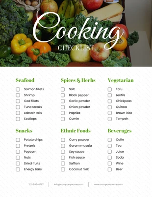 Free interactive Template: White Minimalist Cooking Checklist Template