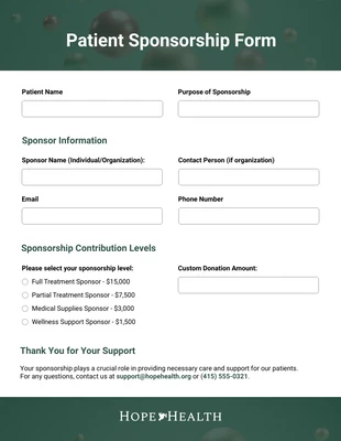 Free interactive Template: Minimalist Simple Green Sponsorship Form