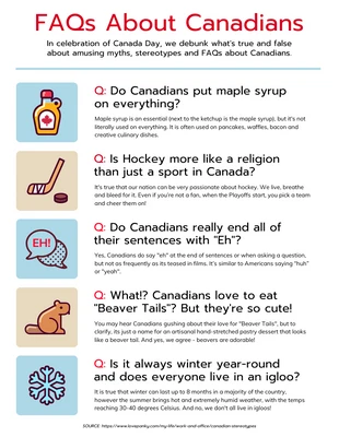 Free  Template: FAQs About Canadian Myths Infographic Template