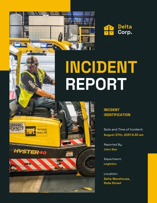 Free  Template: Dark Yellow Incident Report Template