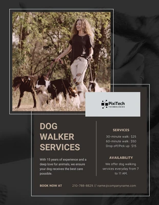 Free  Template: Dune Dog Walker Service Flyer Template