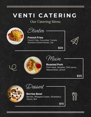 Free  Template: Black Simple Photo Catering Menu