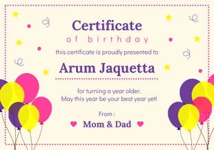 premium  Template: Colorful Illustration Happy Birthday Certificate Template